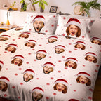 Personalized Photo Double Bedding Sheet And Duvet Cover Pillowslip Set Christmas Gift For Couple