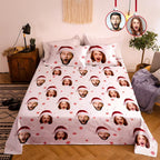 Personalized Photo Double Bedding Sheet And Duvet Cover Pillowslip Set Christmas Gift For Couple
