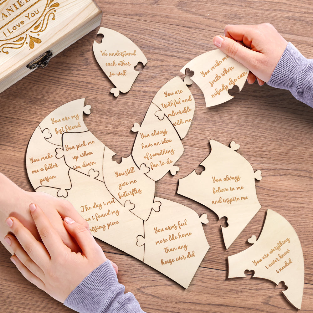 Personalized Wooden Puzzle with Box Reasons Why I Love You Unique Gift for Lover