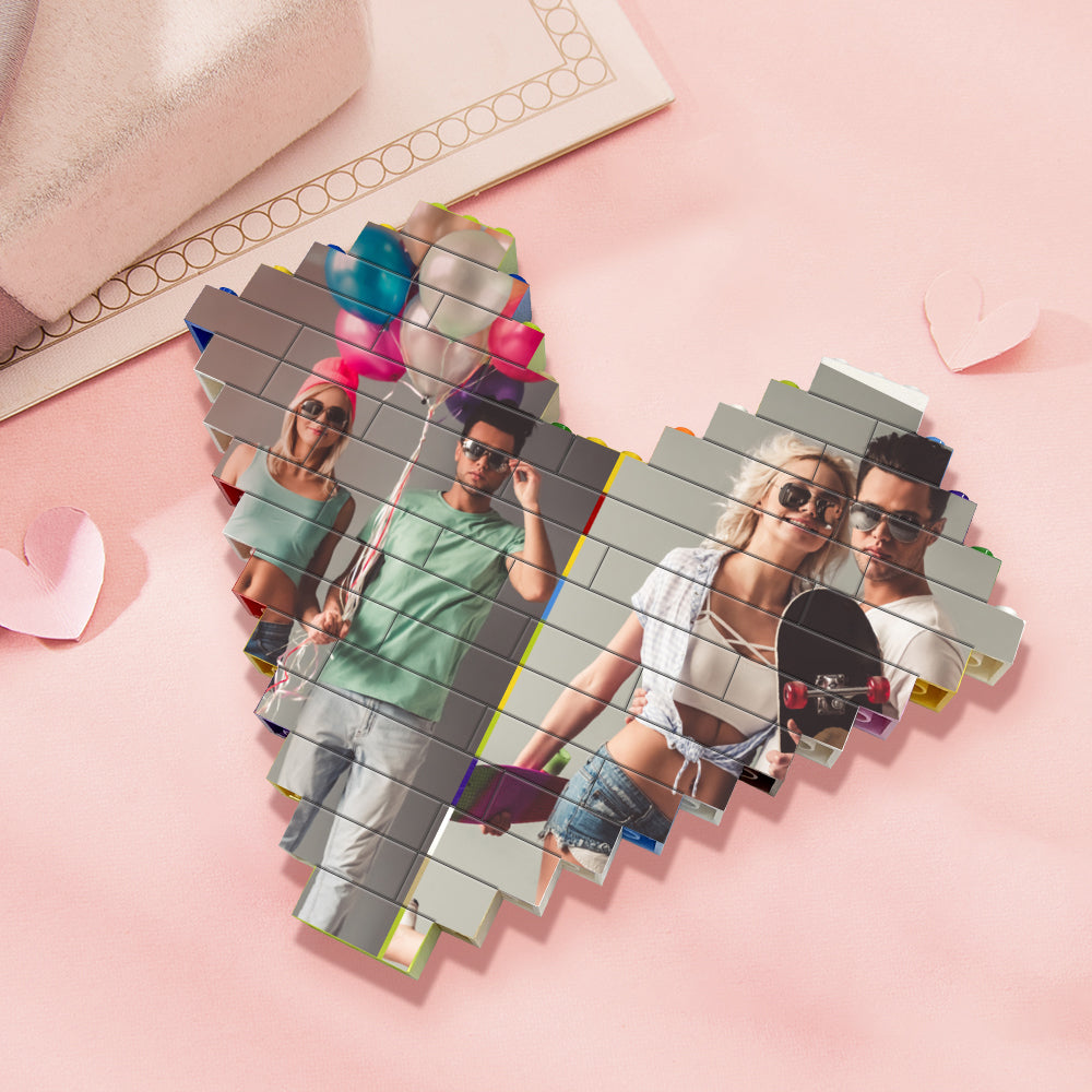 Personalised Colors Building Brick Custom Collage Photo Block Heart Shaped Brick Puzzles Gifts