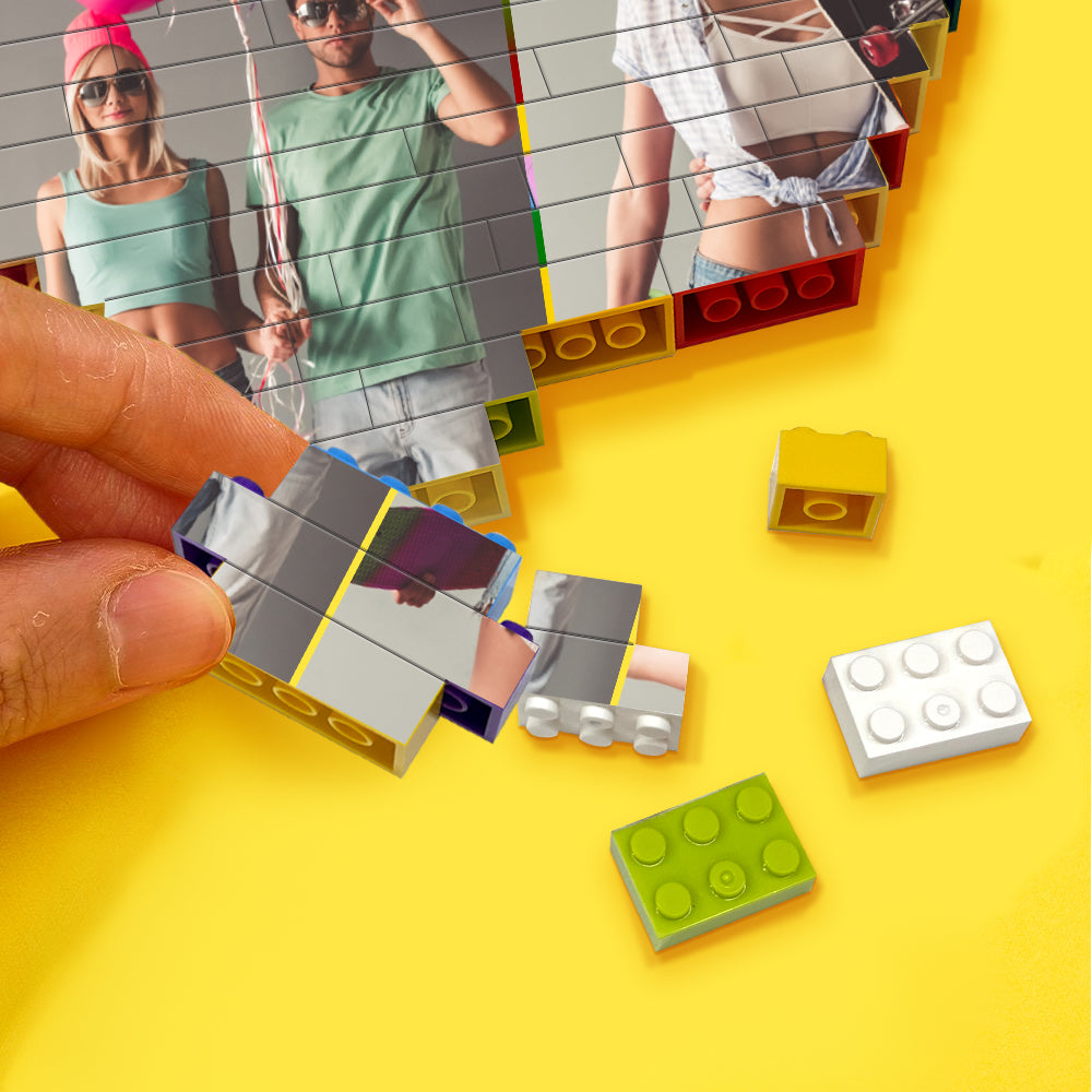 Personalised Colors Building Brick Custom Collage Photo Block Heart Shaped Brick Puzzles Gifts