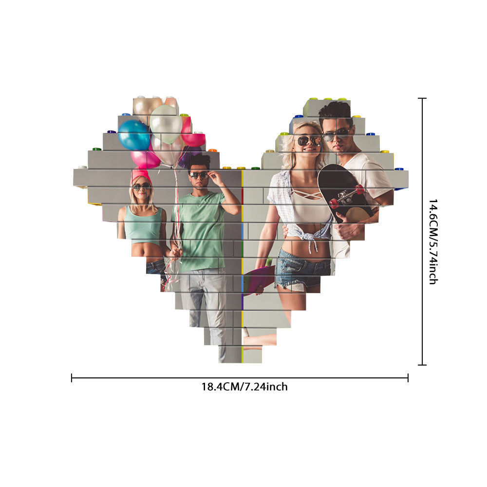 Personalised Colors Building Brick Custom Collage Photo Block Heart Shaped Brick Puzzles Gifts