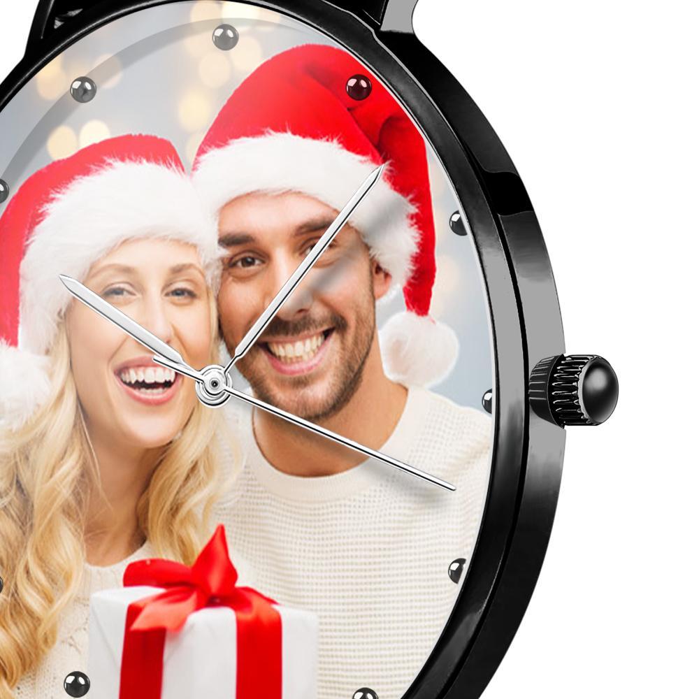 Engraved Women's Black Alloy Bracelet Photo Watch 36mm Christmas Gifts