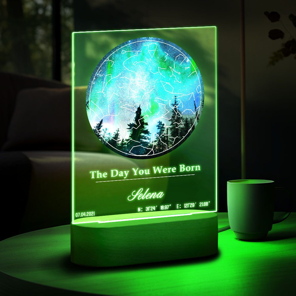Custom Star Map Acrylic Colorful Night Light Day You Were Born Kids Gift
