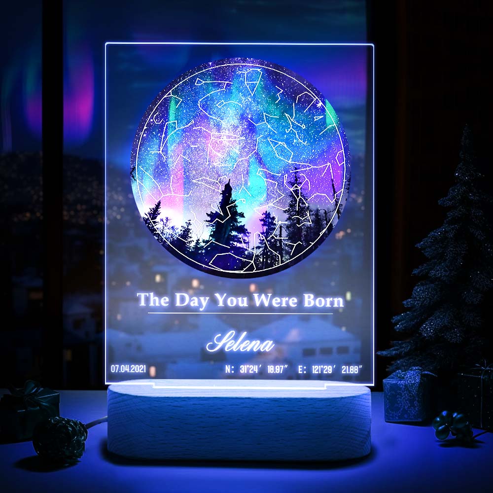 Custom Star Map Acrylic Colorful Night Light Day You Were Born Kids Gift