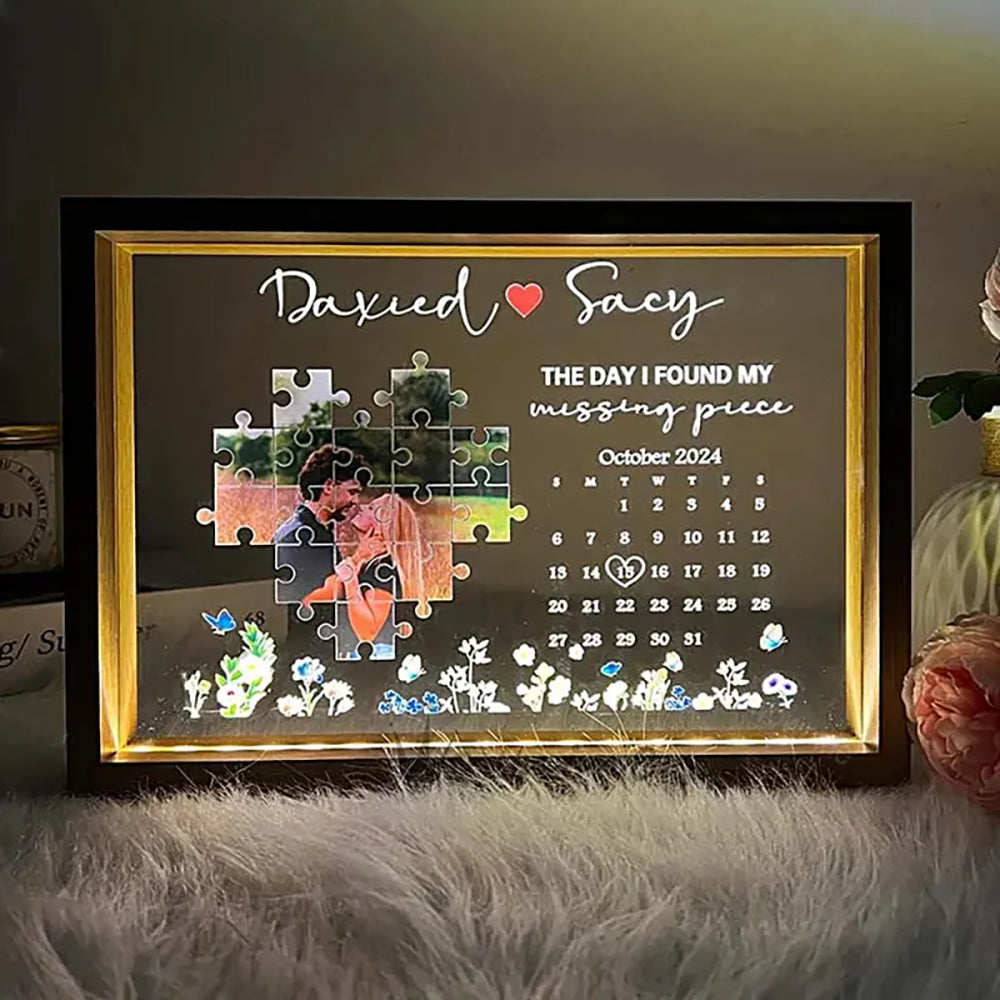 The Day I Found My Missing Piece Light Frame Personalized Gift Valentine's Day Anniversay Gifts