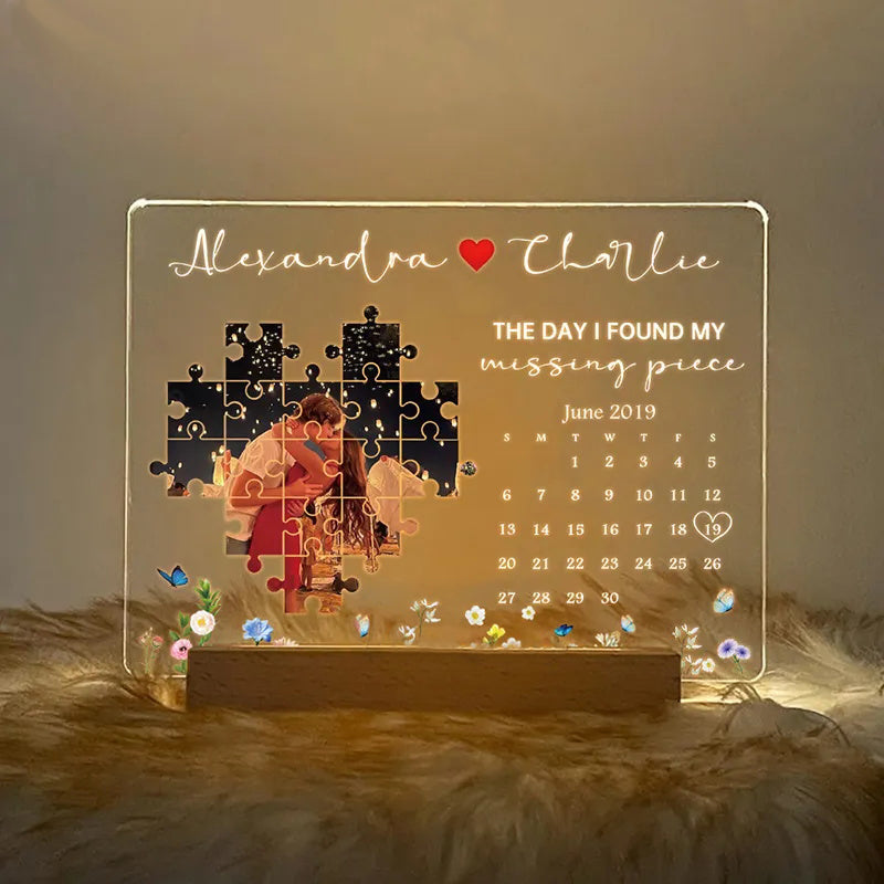 The Day I Found My Missing Piece Light Frame Personalized Gift Valentine's Day Anniversay Gifts