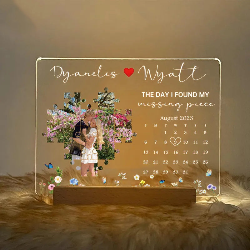 The Day I Found My Missing Piece Light Frame Personalized Gift Valentine's Day Anniversay Gifts