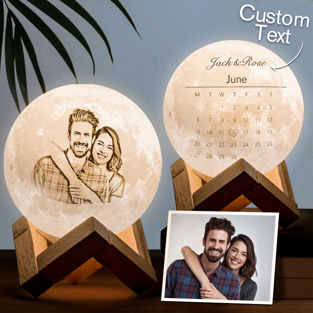 Custom Photo Moon Lamp Name 3d Light Christmas Gift Engraved Moon Lamp Family Gift