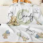 Personalized Winnie the Pooh Throw Blanket with Name Gift for Kids