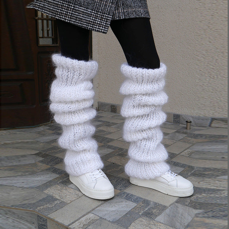 Mohair Long Tube Pile Style Foot Casual Knitted Bunching Socks