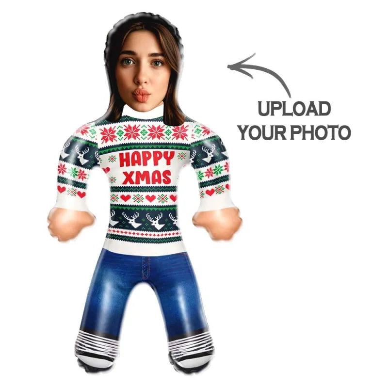 Custom Face Happy Xmas Blow Up Dolls Funny Inflatable Balloon