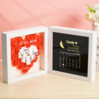 Personalized Flower Shadow Box with Moon Phase Calendar Hearts Flower Box Mother's Day Gift for Mom