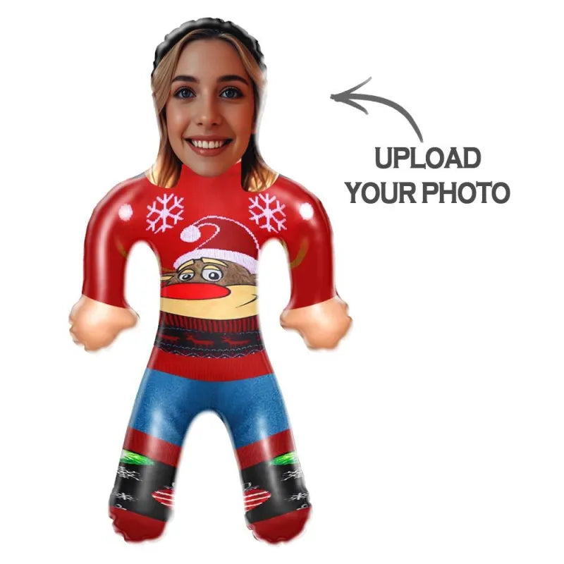 Custom Face Reindeer Christmas Jumpe Blow Up Dolls Funny Inflatable Balloon