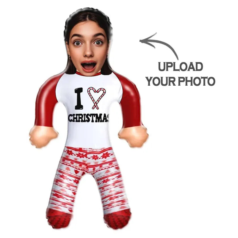 Custom Face I Love Christmas Blow Up Dolls Funny Inflatable Balloon