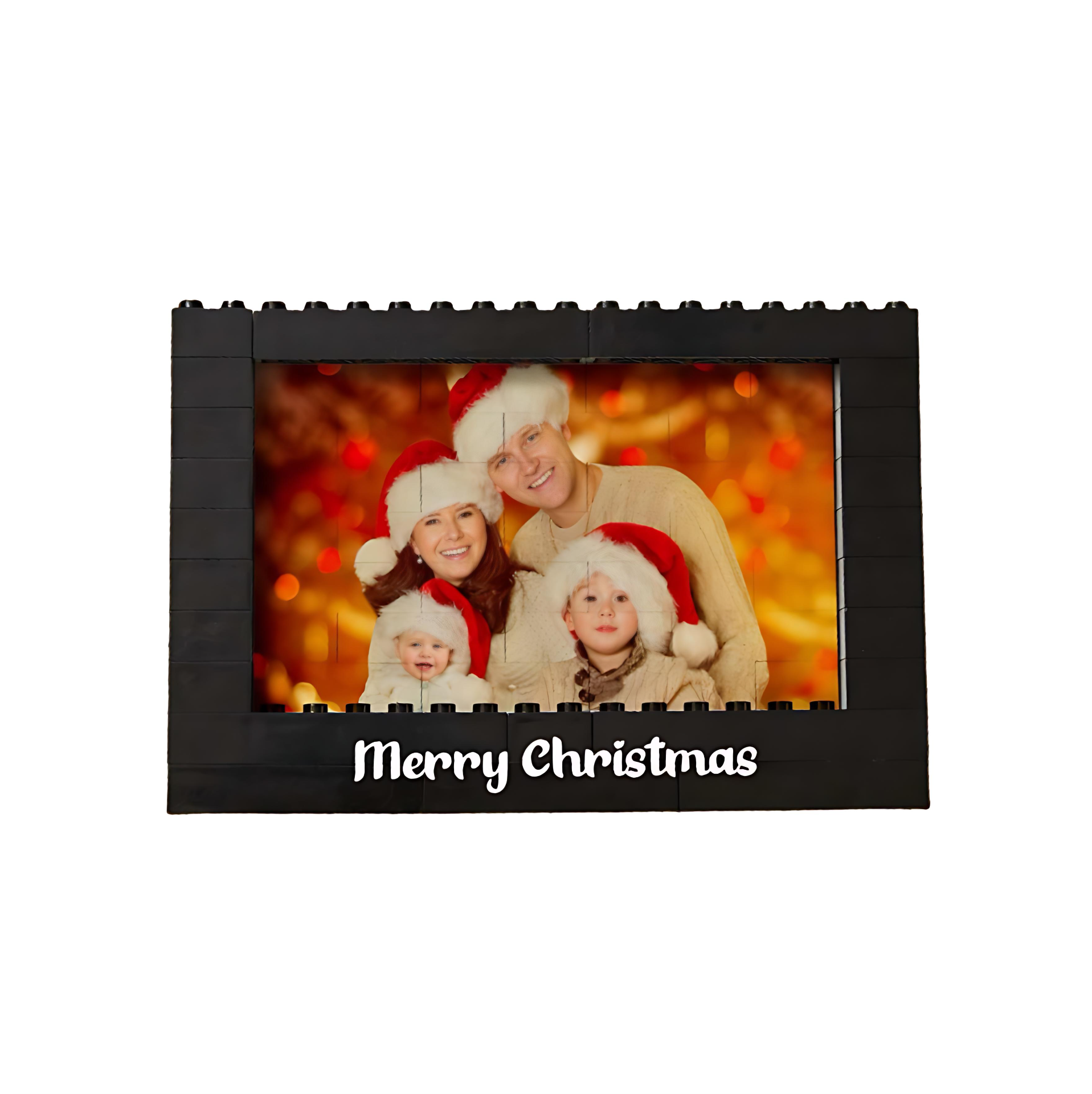 Custom Text Black Building Block Photo Frame – Birthday & Christmas Gift (Frame Only, Insert Your Own Photo)
