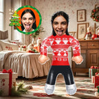 Custom Face Red Christmas Jumper Blow Up Dolls Funny Inflatable Balloon
