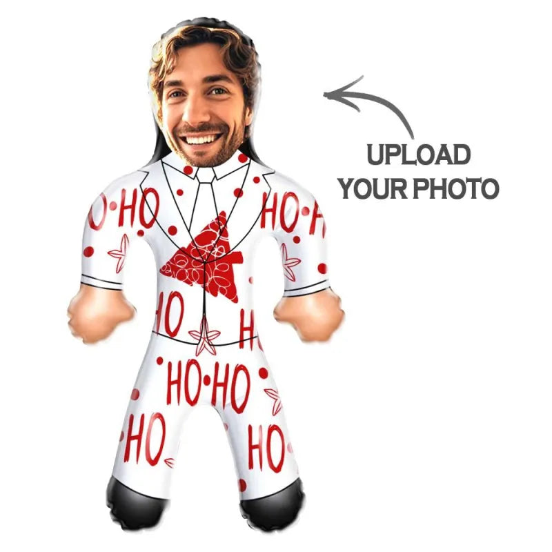 Custom Face White Christmas Suit Blow Up Dolls Funny Inflatable Balloon