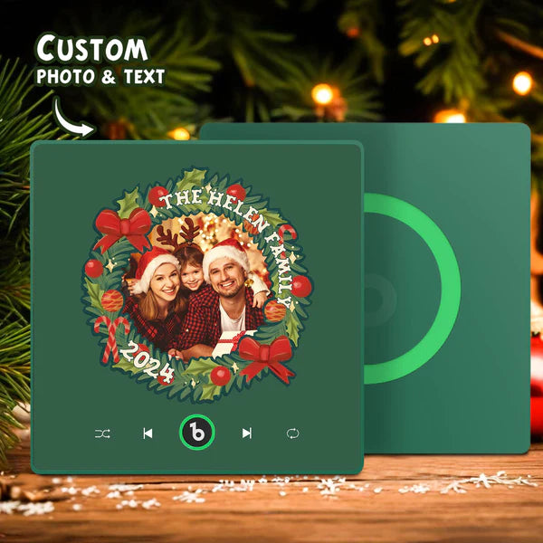 FridgeBeats Framed Personalized Christmas Wreath Family Photo