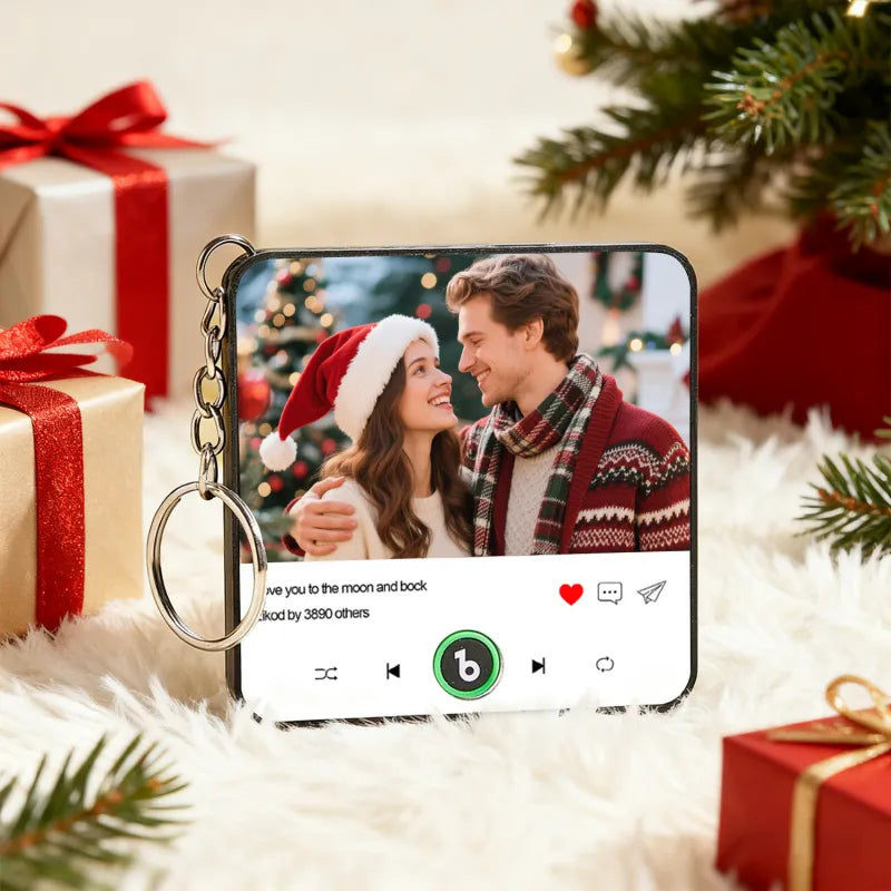 FridgeBeats Custom Photo and Text Music Keychain Music Box Bag Charm