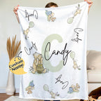Personalized Winnie the Pooh Throw Blanket with Name Gift for Kids