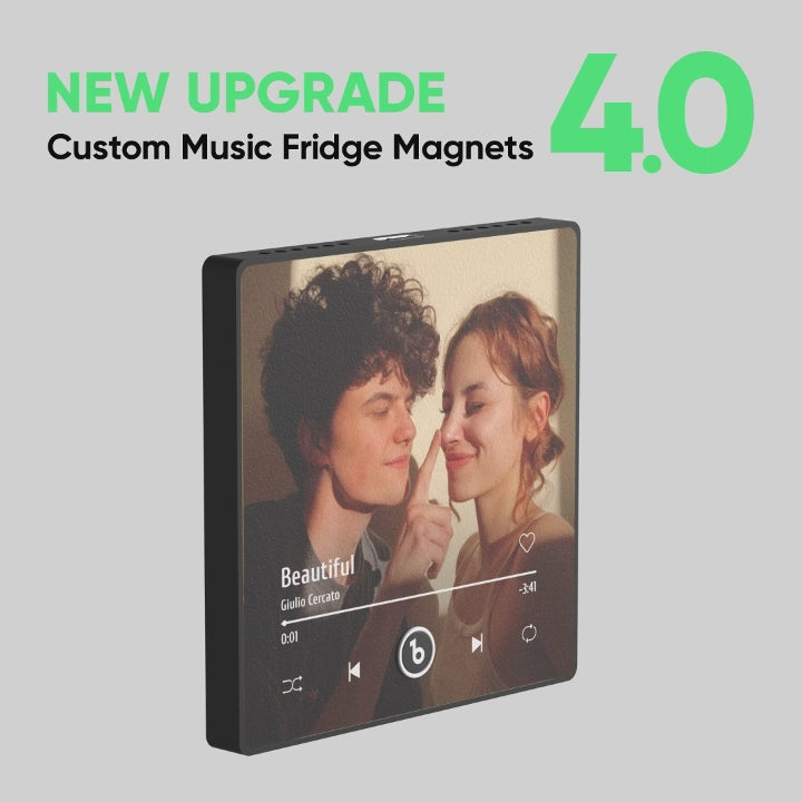 FridgeBeats Framed Custom Music Fridge Magnet 4 Photos with Frame New 4.0 Upgrade Colorful Album Fridge Magnet Gifts for Girlfriend